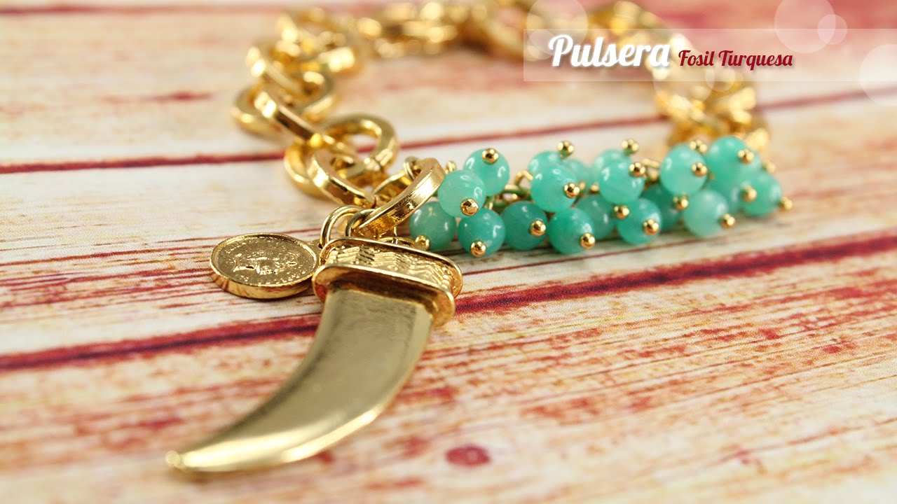 CÓMO hacer una PULSERA dorada ☀️ con CADENAS y PIEDRA FOSIL 😱