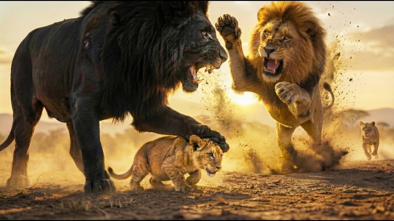 Lion King Saves His Cub as the Dark Lion Returns for Revenge