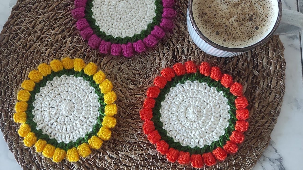 🌷 Easy Crochet Tulip Coaster | Quick & Cute Flower Coaster Tutorial