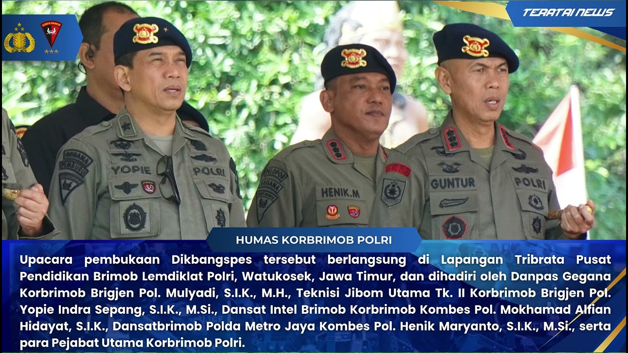 Wadankorbrimob Polri Buka Pendidikan Pengembangan Spesialis Dasar Brimob Angkatan IV T.A. 2026