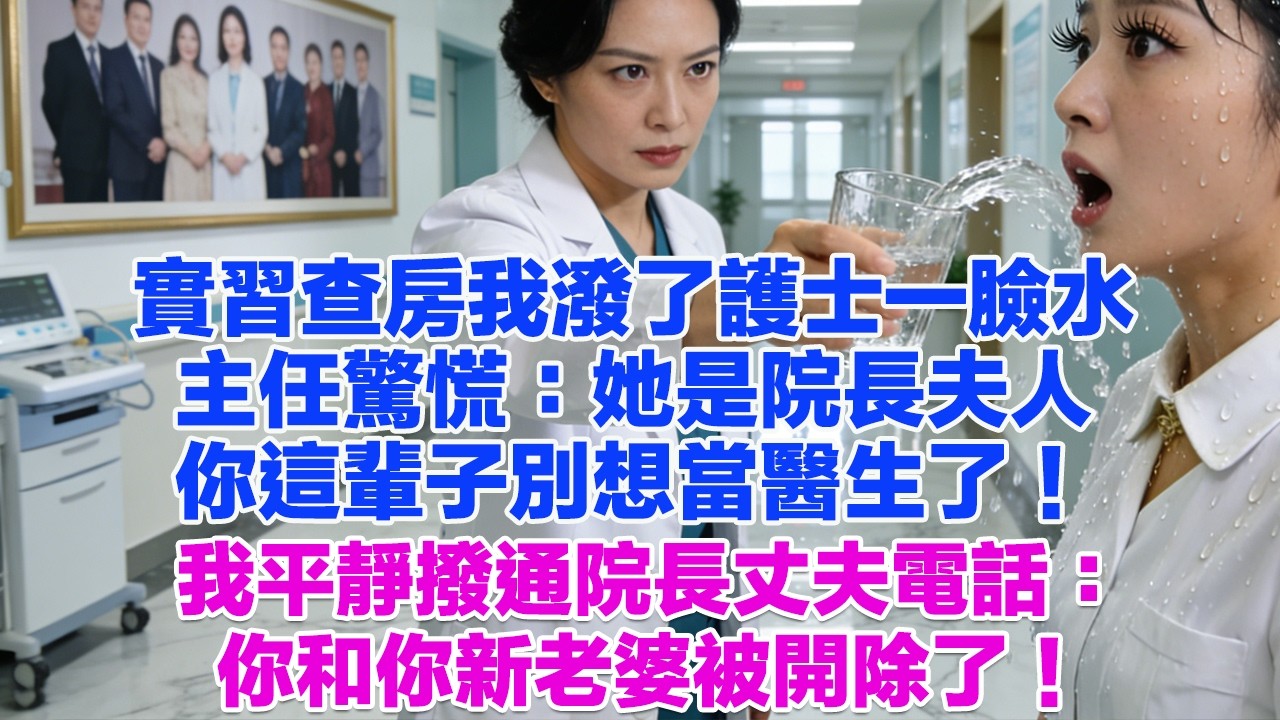 實習查房我潑了護士一臉水主任驚慌：她是院長夫人你這輩子別想當醫生了！我平靜撥通院長丈夫電話：你和你新老婆被開除了！#正能量 #故事分享 #生活經驗 #情感