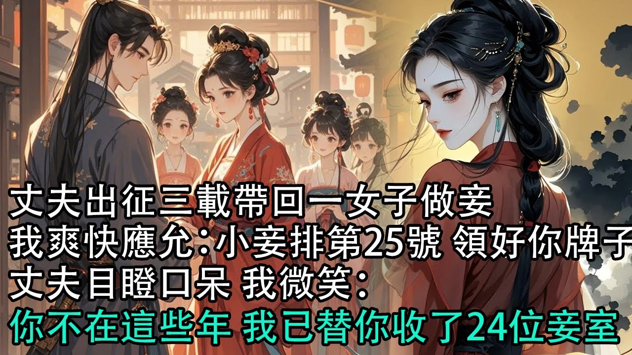 【一口氣看完】丈夫出征三載帶回一女子做妾，我爽快應允：小妾排第25號 領好你牌子，丈夫目瞪口呆 我微笑：你不在這些年 我已替你收了24位妾室#古言 #有聲小說 #情感故事