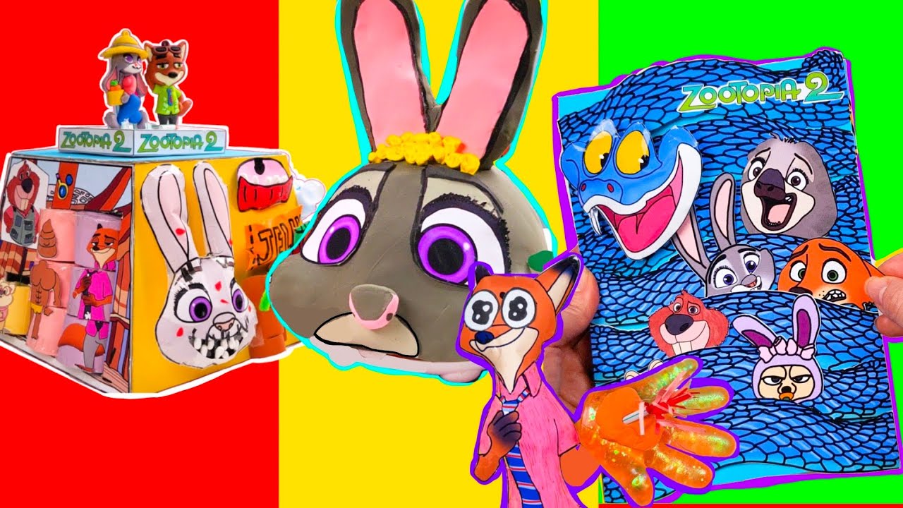 DIY PLAY 🐰 ZOOTOPIA2 GAMEBOOK, GAME BOARD BOX PLAY -JUDY AND NICK SQUISHY