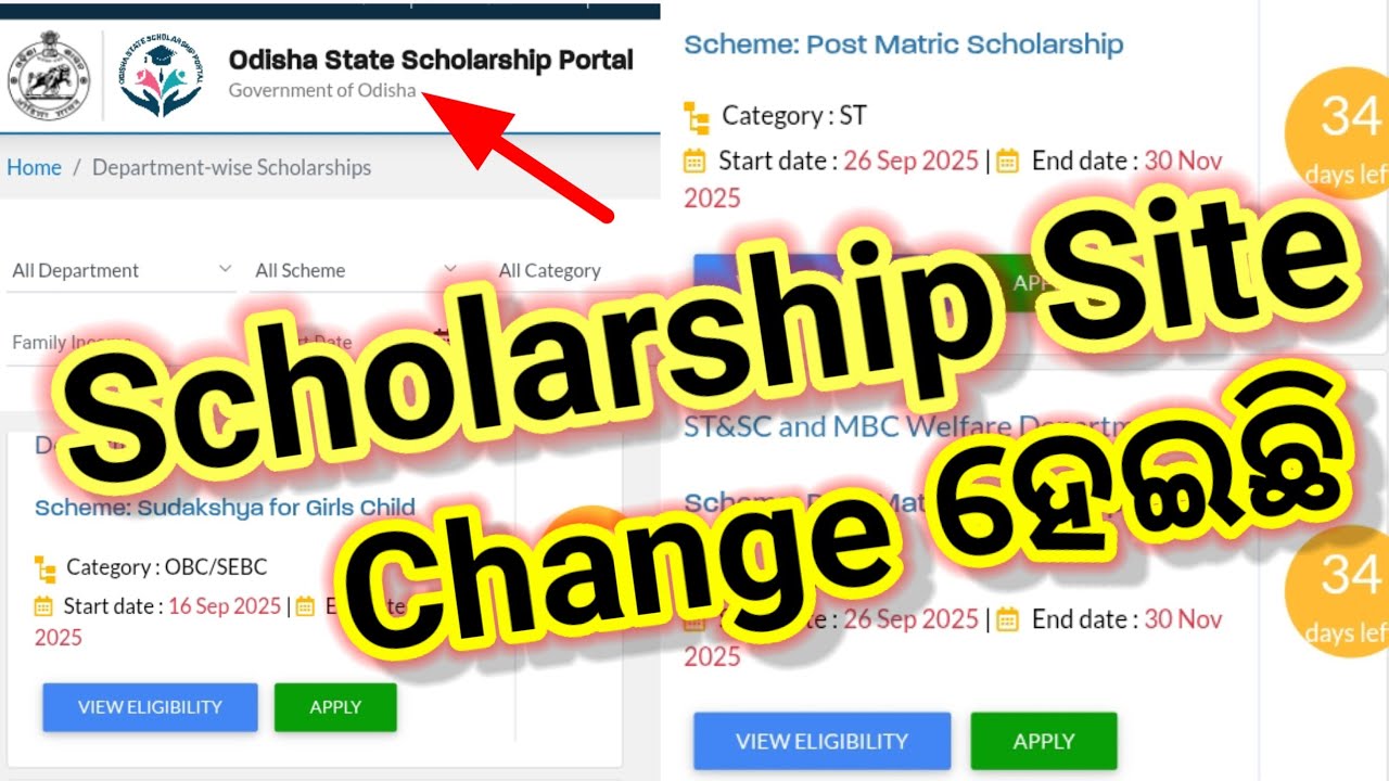 ODISHA STATE SCHOLARSHIP PORTAL 2025-26 | SCHOLARSHIP SITE CHANGE ହେଇଛି #statescholarshipportal