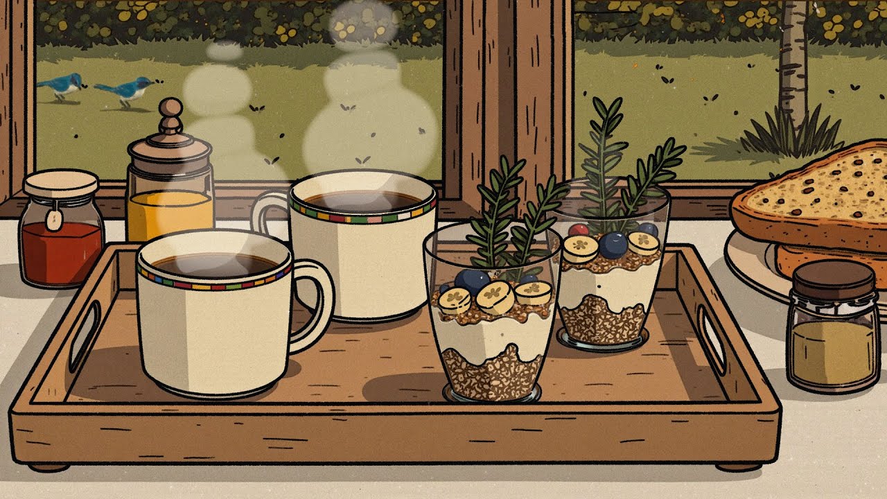 yogurt, cereal and unsweetened coffee