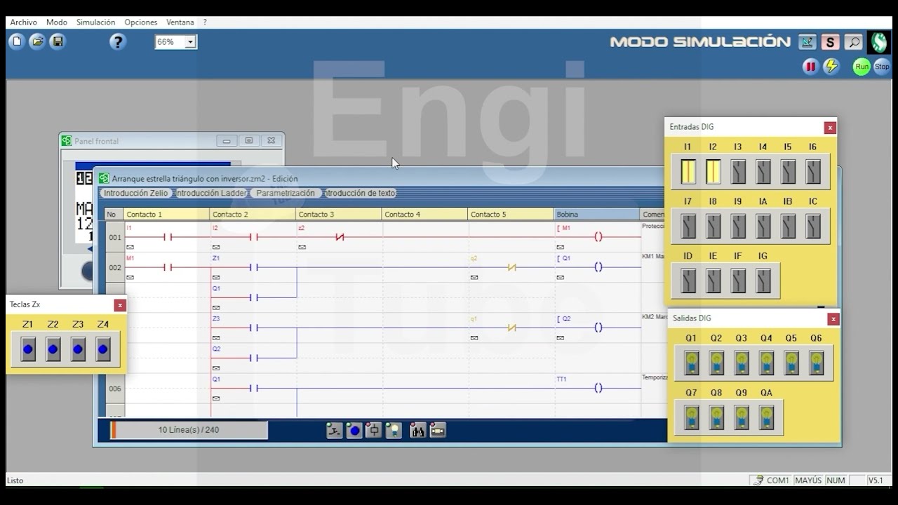 Arrancador ESTRELLA TRIÁNGULO con INVERSOR de giro con PLC ⚡ LADDER ZELIO SOFT 2 ⚡ Automatización
