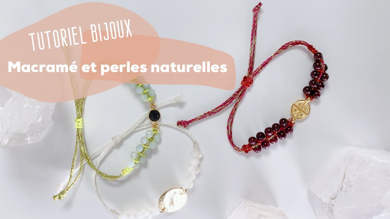 Bracelet perles naturelles & macramé