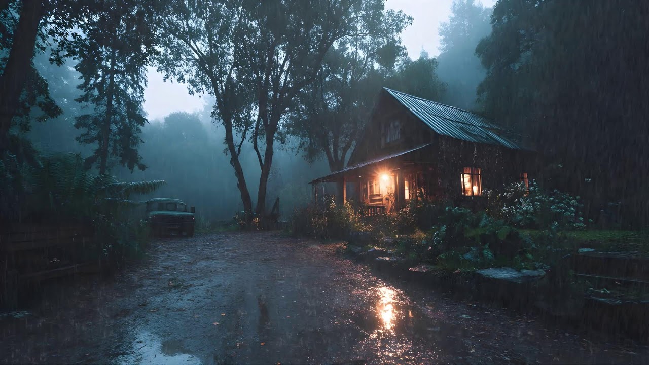 Night Rain Sounds in a Traditional House in the Forest 🌧️ Calm Sleep Ambience for Insomnia Relief