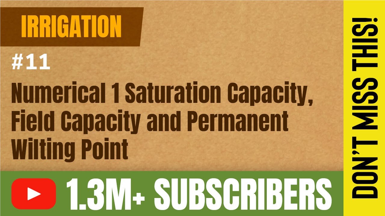 Numerical Number 1 Saturation Capacity, Field Capacity and Permanent Wilting Point - GATE Irrigation