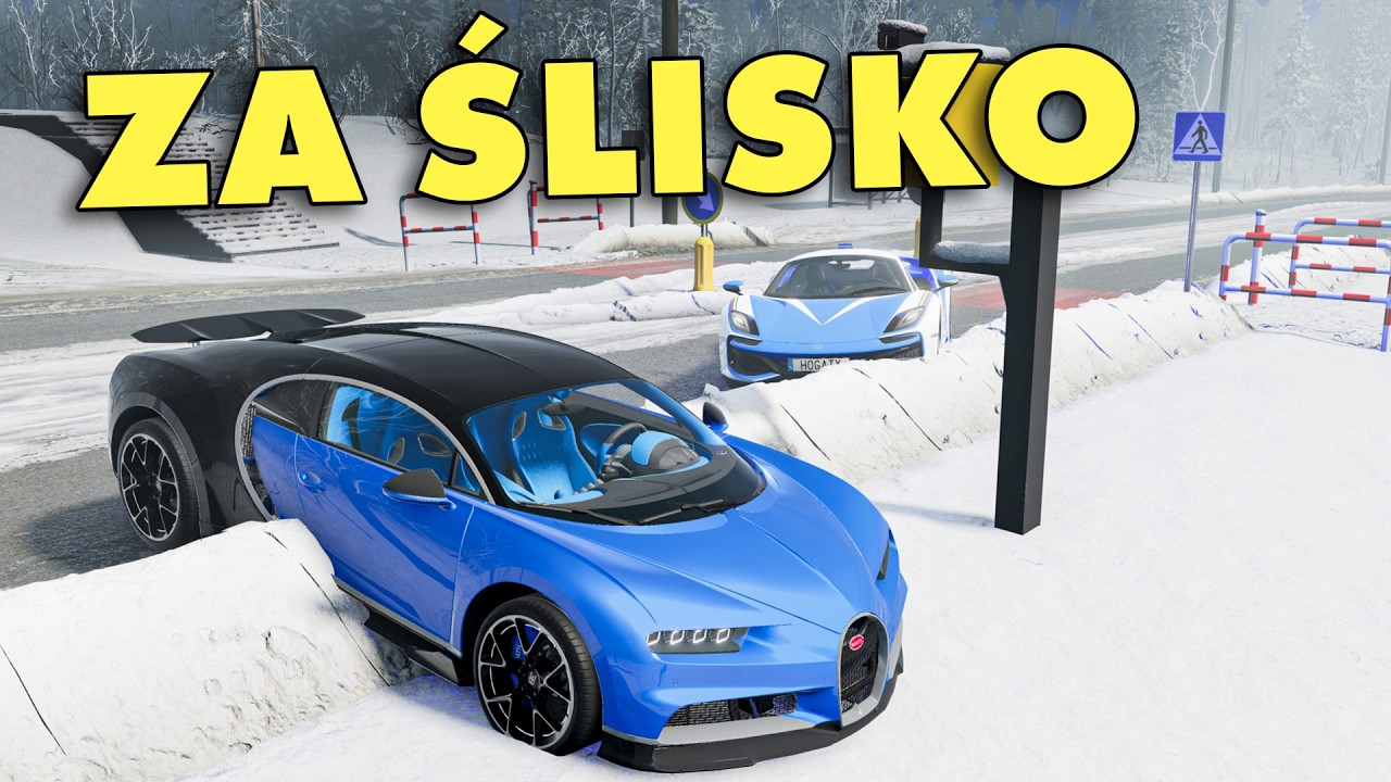 WPADŁEM DO ŚNIEGU W POLSKIM MIEŚCIE JEŻDŻĄC BUGATTI - Hogaty w BEAMNG.DRIVE