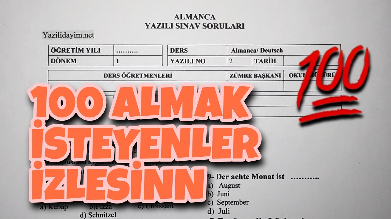 10.Sınıf Almanca 1.Dönem 2.Yazılı
