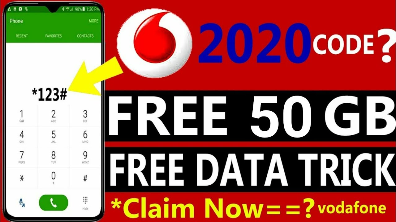 Vodafone Free 50GB 4G Data Offer 2020 | Vodafone Free Internet Trick | Vodafone Free Data Code 2020,