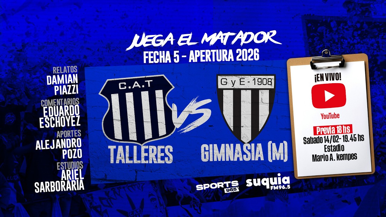 En Vivo | Talleres vs Ginmasia de Mendoza | Fecha 5 - Apertura 2026 | Radio Suquia