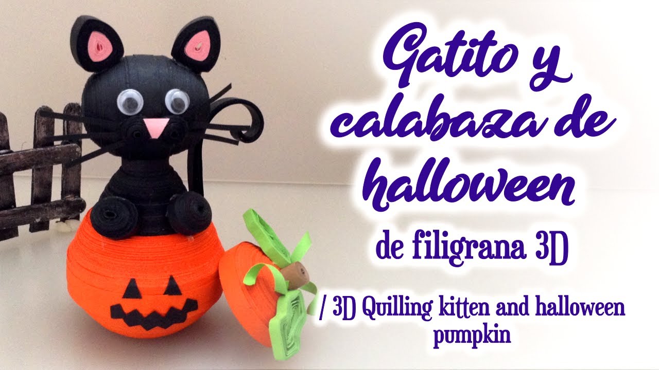 Gatito y calabaza de halloween, Kitten and halloween pumpkin