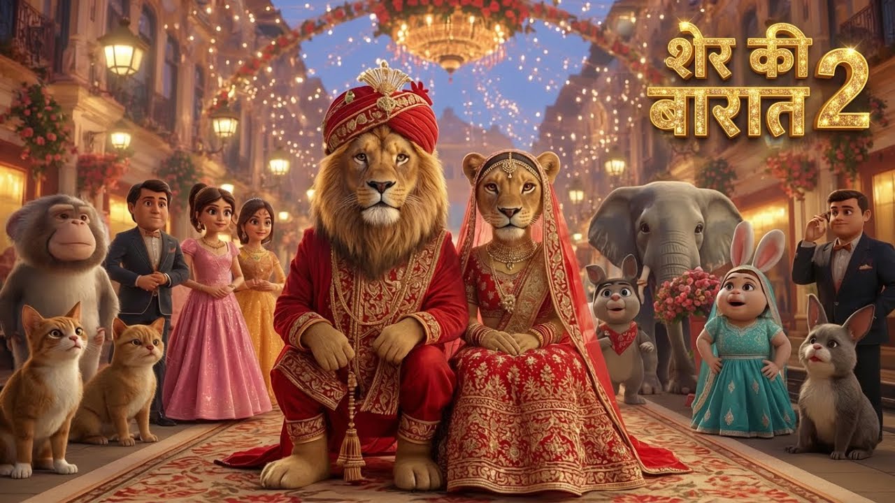शेर की निकली बारात | Sher Ki Barat Part 2 | Animal Wedding Song | Cartoon Rhymes | Hindi