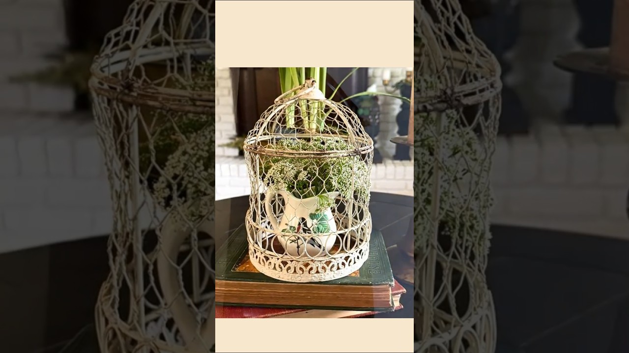 Przerobiłam metalową klatkę dla ptak&oacute;w na ANTYCZNY klosz ogrodowy! 🪴✨ | Thrift Flip
