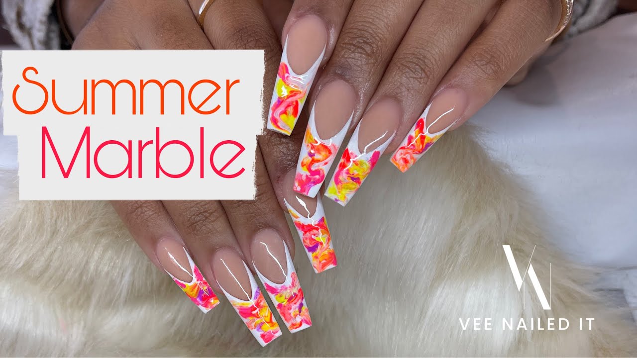 Watch Me Work: Acrylic Fill + Summer French Marble Tutorial Using Gel Polish