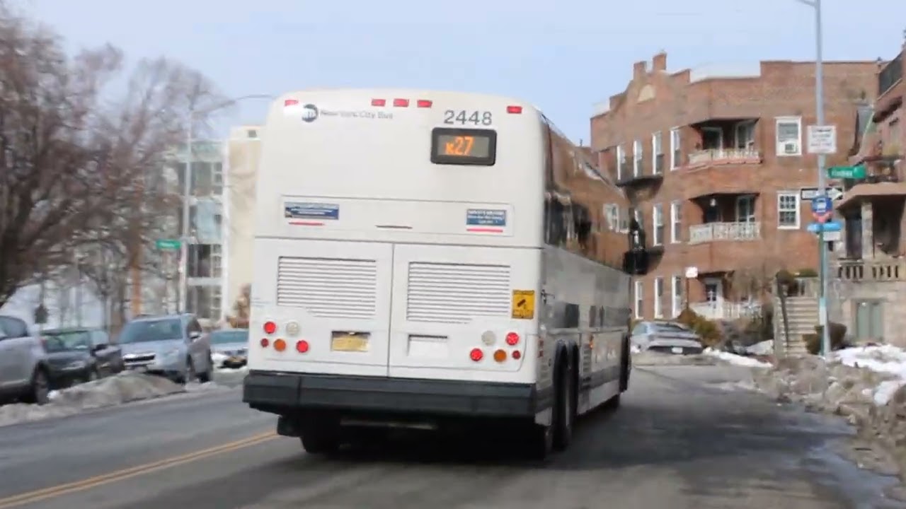 MTA NYCT: 2011 Prevost X3-45 Commuter #2448 on the X27 to Midtown at Shore Rd/MacKay Pl