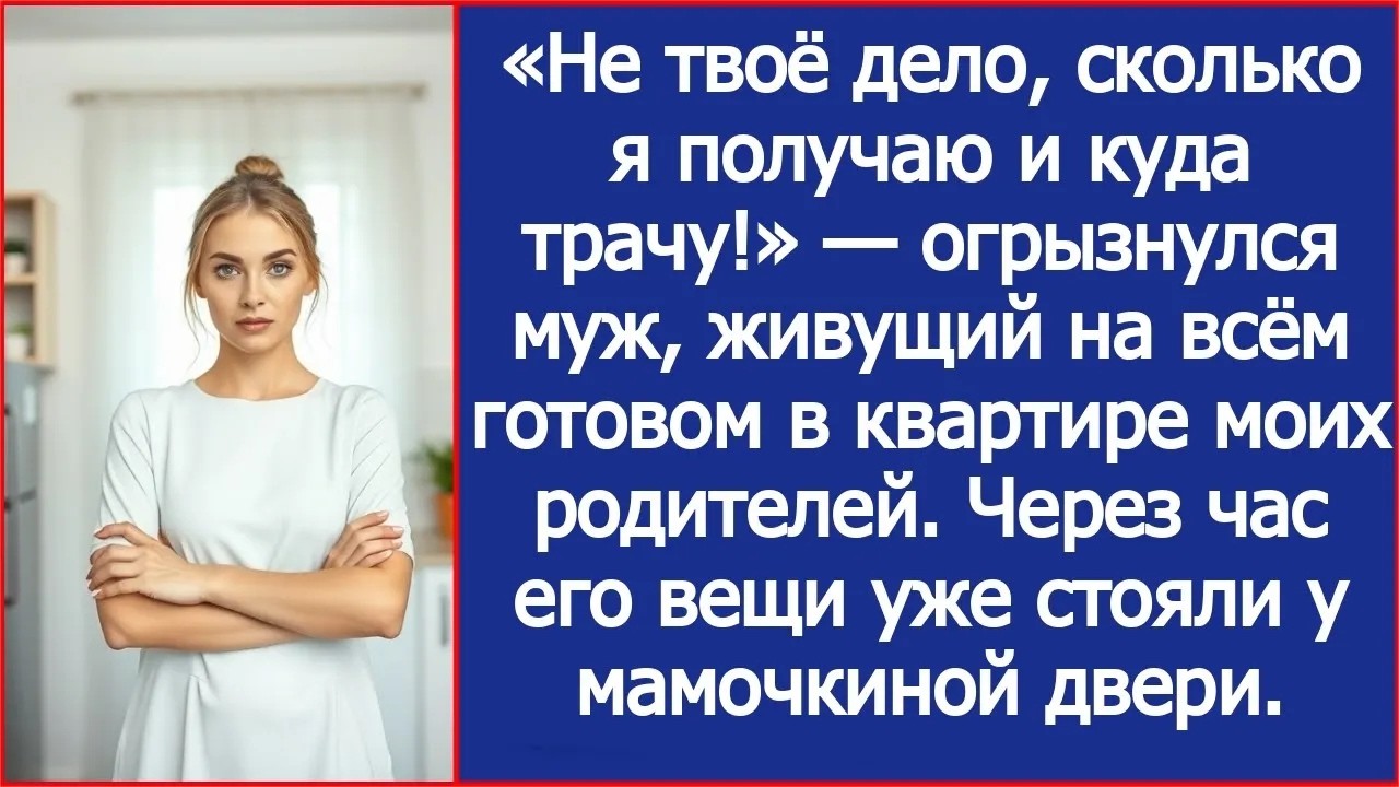 «Не твоё дело, сколько я получаю и куда трачу!» — огрызнулся муж, живущий в квартире моих родит