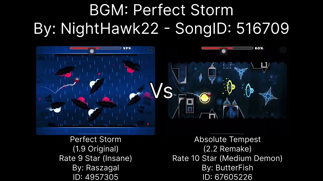 Geometry Dash = Perfect Storm Vs Absolute Tempest (Comparison) (Original Vs Remake) (More)