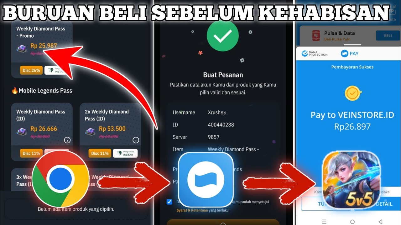 CARA MEMBELI WEEKLY DIAMOND PASS MOBILE LEGENDS DI GOOGLE CHROME