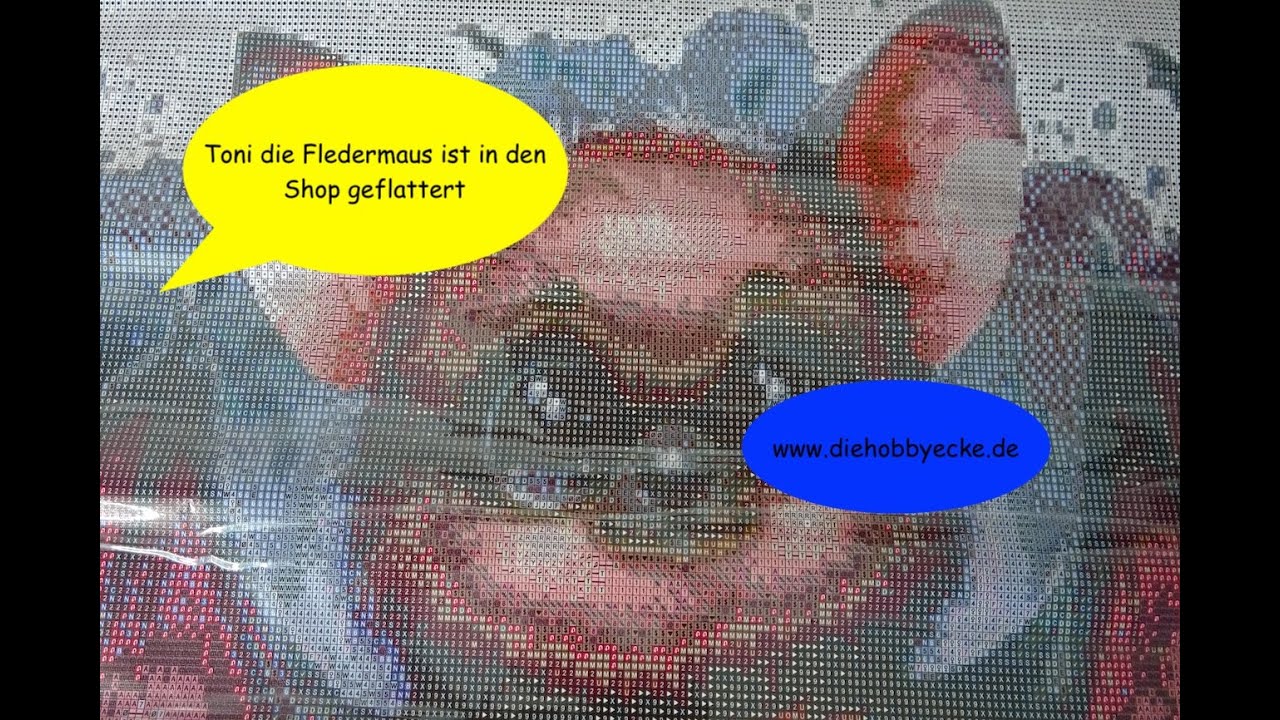 Diamond Painting/Toni die Feldermaus ist zu uns geflattert....wie zuckersüss ist der denn.... :)