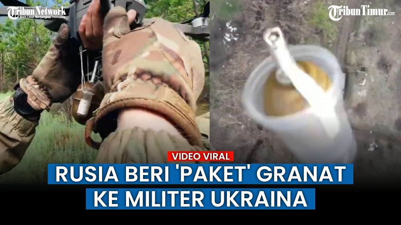 Detik-detik Rusia Jatuhkan Granat Terbungkus Gelas Plastik dari Langit Diangkut Drone