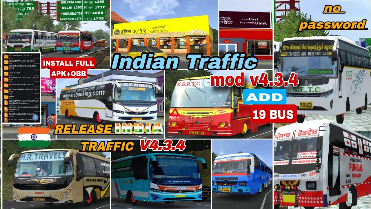 🔴 BUSSID V4.3.4 || INDIAN TRAFFIC V1 || FULL EDIT TRAFFIC | RJHR | how to download Indian trafficmod