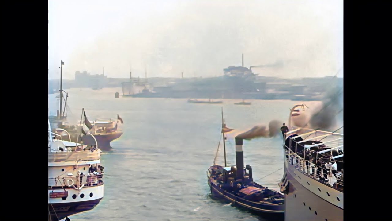 De Rotterdamse Havens in 1925 in kleur! The Harbour of Rotterdam in 1925 in color [AI colorized HD]