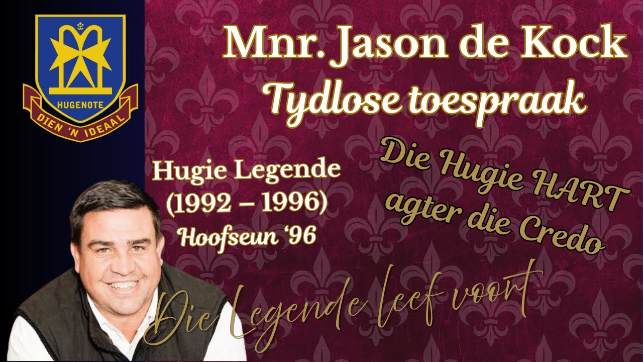 Mnr. Jason de Kock se toespraak: 85 jaar feesviering