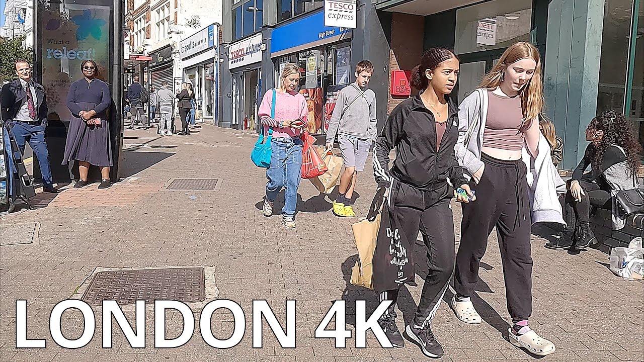 BROMLEY Town Centre Shopping Streets, Sunny Saturday in Late Summer / London BR1 – N076 [4K]