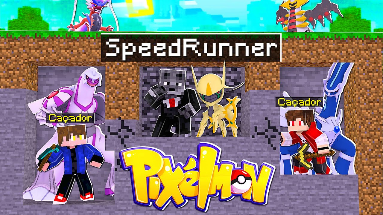 Minecraft Pixelmon Manhunt (1 Speedrunner VS 2 Caçadores) mas o ARCEUS é meu POKÉMON INICIAL