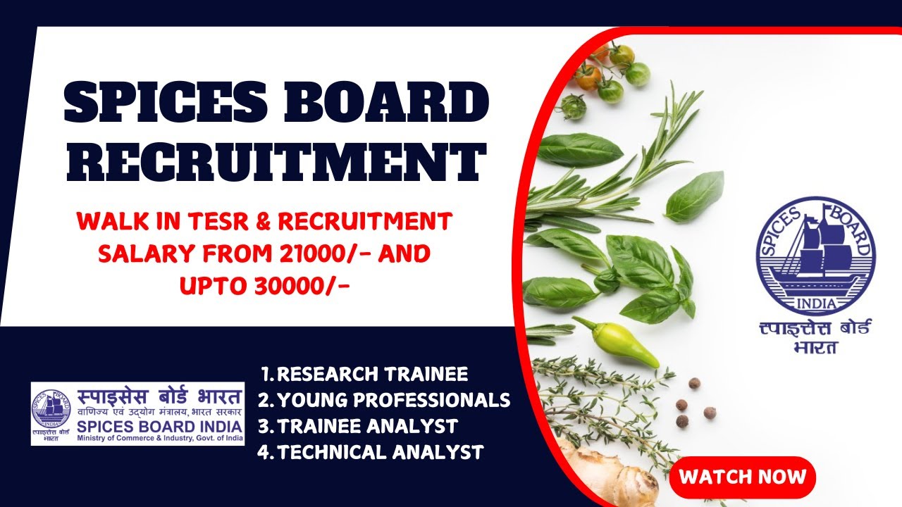 SPICES BOARD | RECRUITMENT | TRAINING OPPORTUNITY #lifescience #education #keralagovernment #job