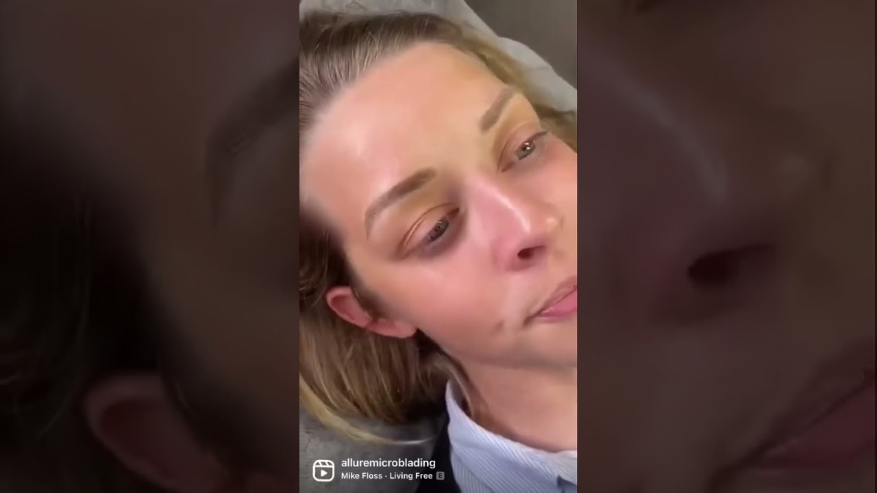 Healed microblading brow result after one session and fresh touch-up session