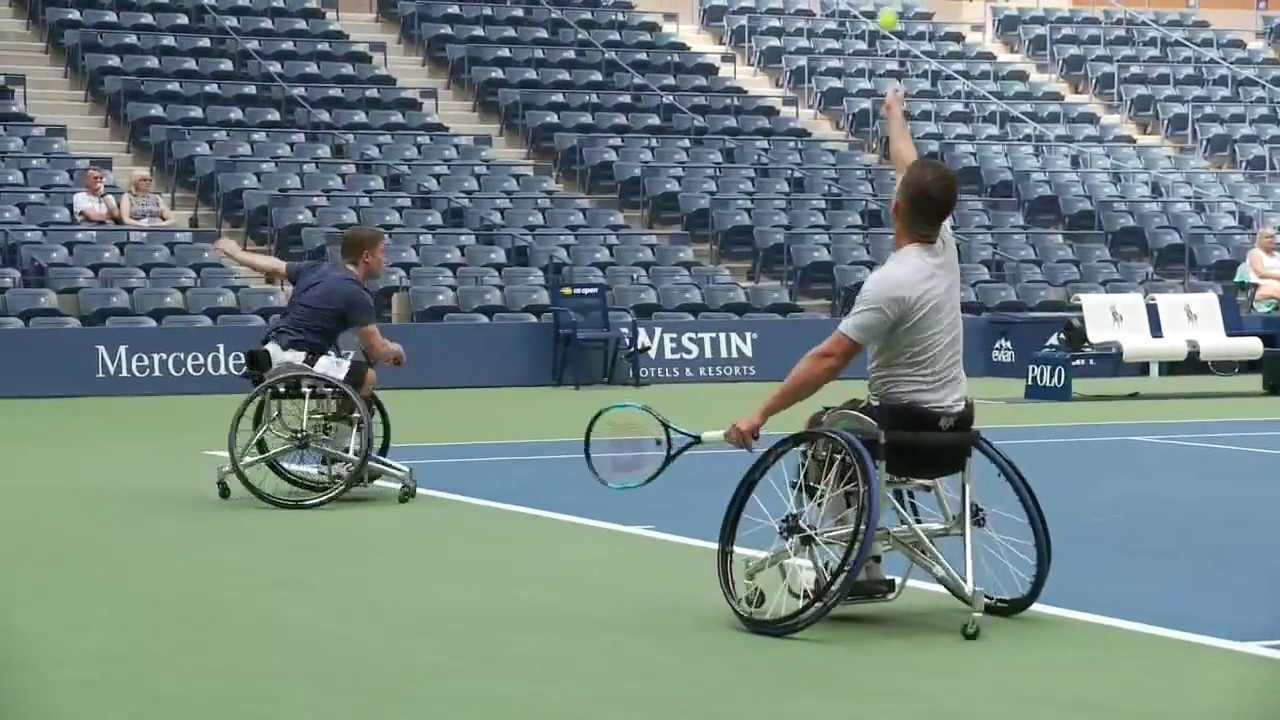 Gordon Reid and Alfie Hewett Practicing on Ashe at the 2018 US Open
