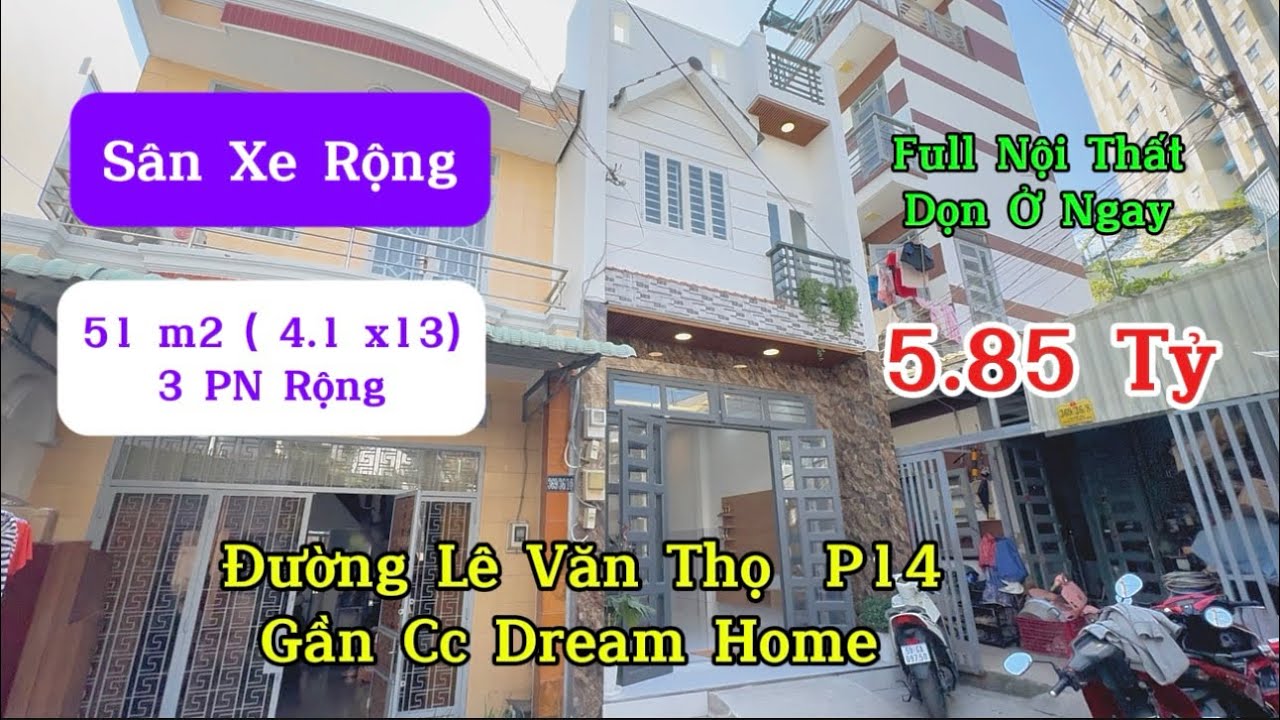 Bán Nhà Gò Vấp 209| Lê Văn Thọ P14 | 2 Tầng – 51m², 3PN + Sân Xe 30m² | Full Nội Thất | 5.85 Tỷ