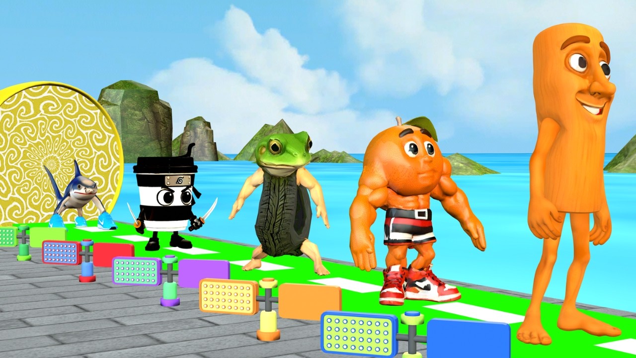 Long Slide Game with Cow Elephant Gorilla Hippopotamus Tiger 3d Animal Game Funny 3d Animals