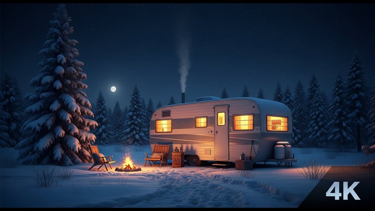 Atmospheric Winter Night: Living Off-Grid in a Forgotten Metal Box| Video 4K