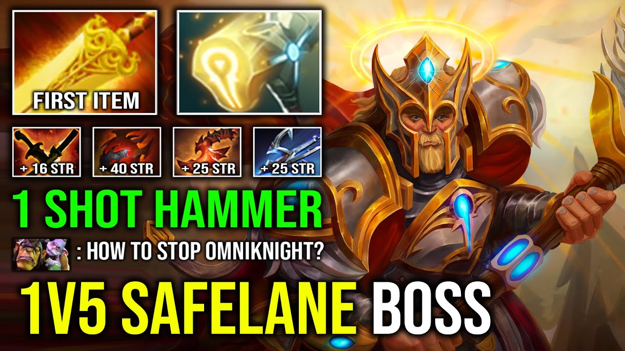 НОВИНКА 1v5 Safelane Right Click 1 Shot Pure Hammer Raid Boss Radiance Burn DPS Omniknight Dota 2