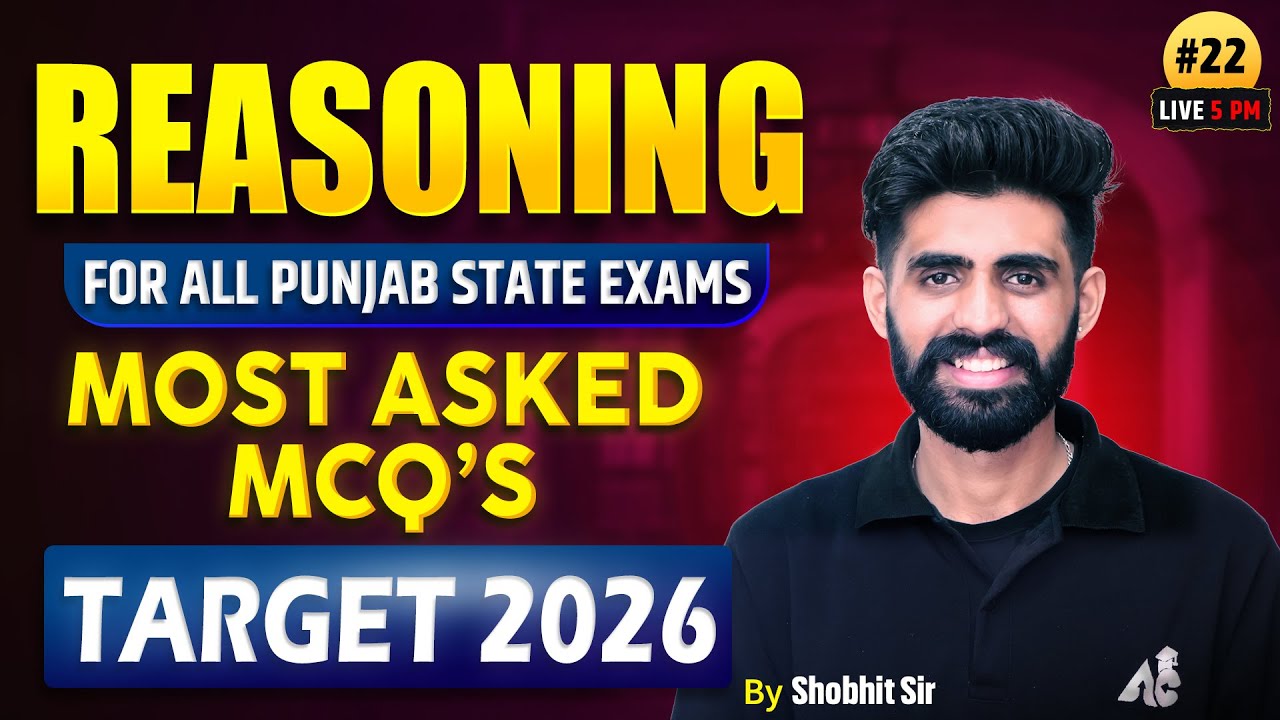Reasoning Most Asked MCQs For All Punjab State Exams 2026 | Reasoning By Shobhit Sir