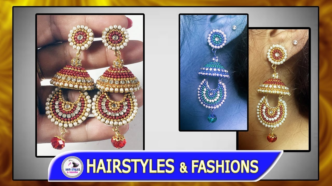 How To Make Designer Bridal Earrings Jewellery At Home|Chandbali Buttalu Designs|DIY Jewellery Ideas