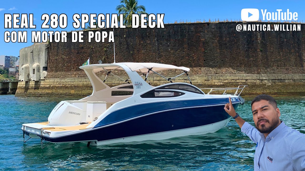 Real 280 Special Deck — A Lancha com Motor de Popa Mais Desejada da Real Powerboats | Salvador Bahia
