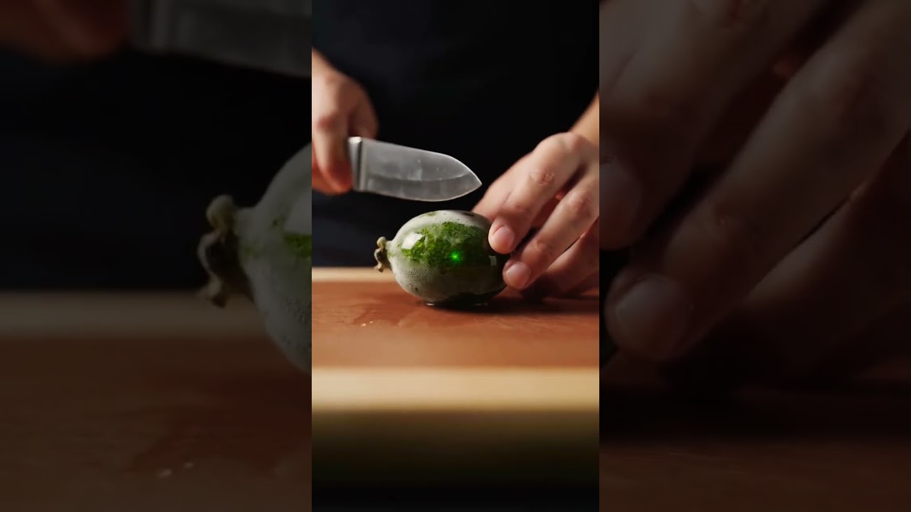 Satisfying Frozen Glass Exotic Feijoa ASMR | Glass Fruit Slicing