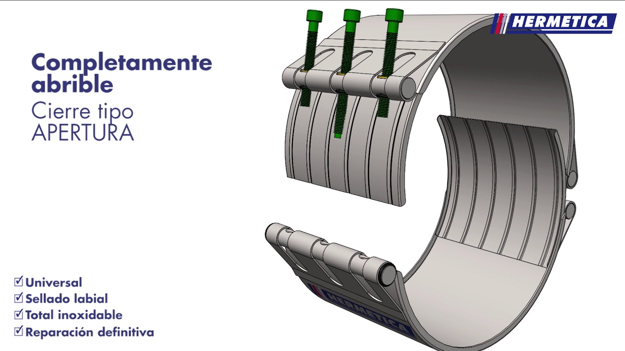 Abrazaderas HERMETICA, para reparar y conectar tuberias tuberías de forma fiable, rápida y efectiva