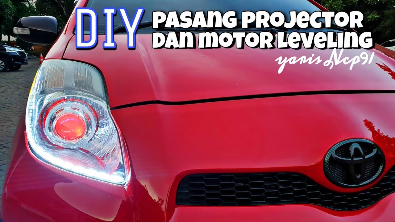 Retrofit headlamp Toyota Yaris to Projector blue Lens 3 inch plus Install Motor Leveling