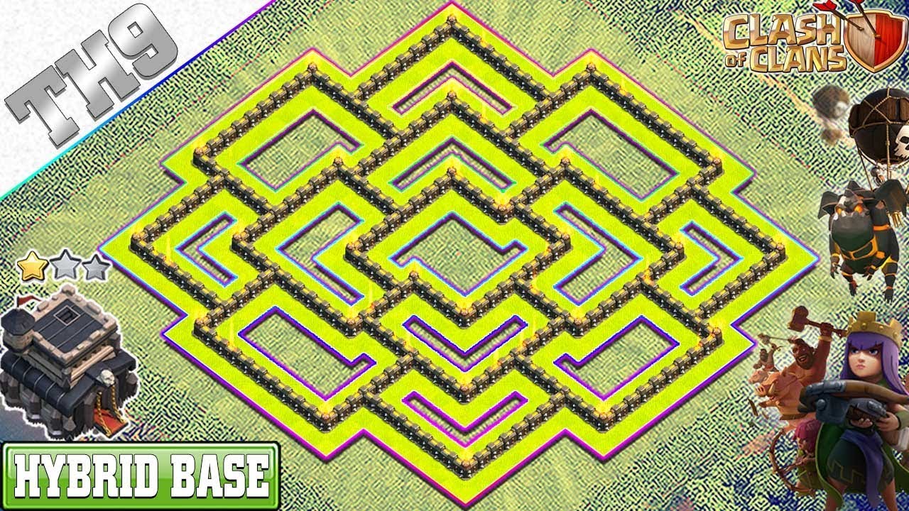 NEW BEST TH9 Base 2019 with REPLAY | TH9 HYBRID/FARMING Base - Clash of Clans