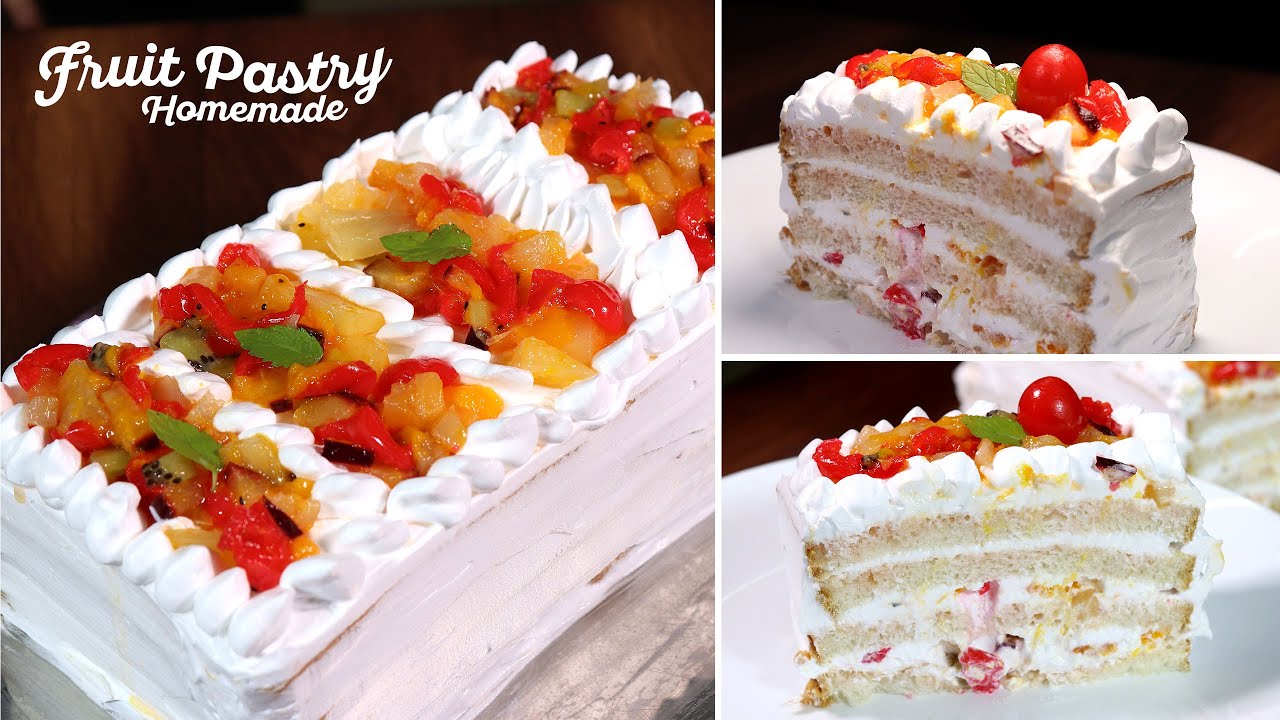 5 min में बेकरी जैसा Fruit Cake/Pastry | न ओवन न गैस न कुकर | No Heat Fruit Pastry | No Oven Cake
