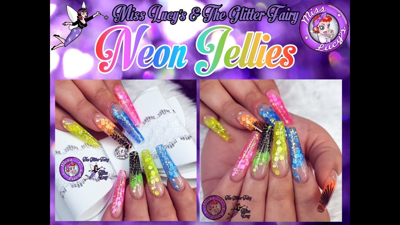 Neon Jelly Nails - Extreme Length - Tapered Square Sculpted