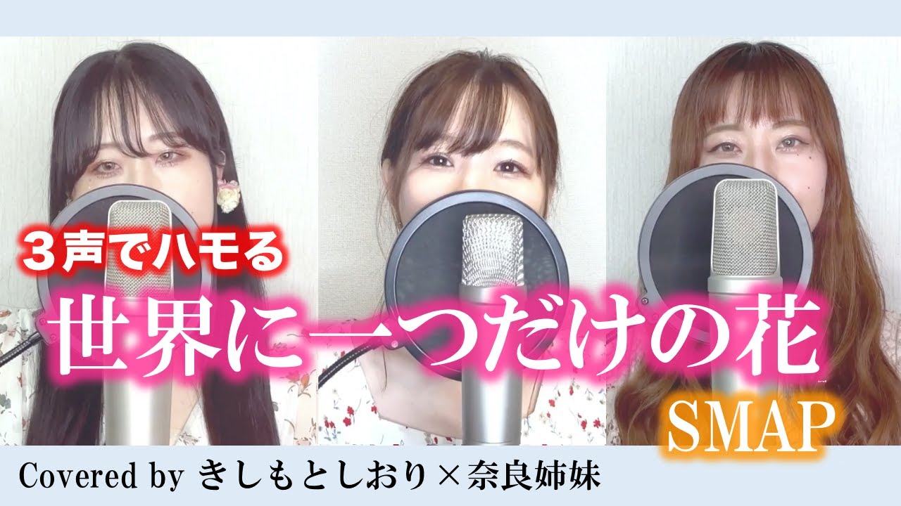 【3声でハモる】世界に一つだけの花／SMAP (cover) by きしもとしおり×奈良姉妹【コラボ】