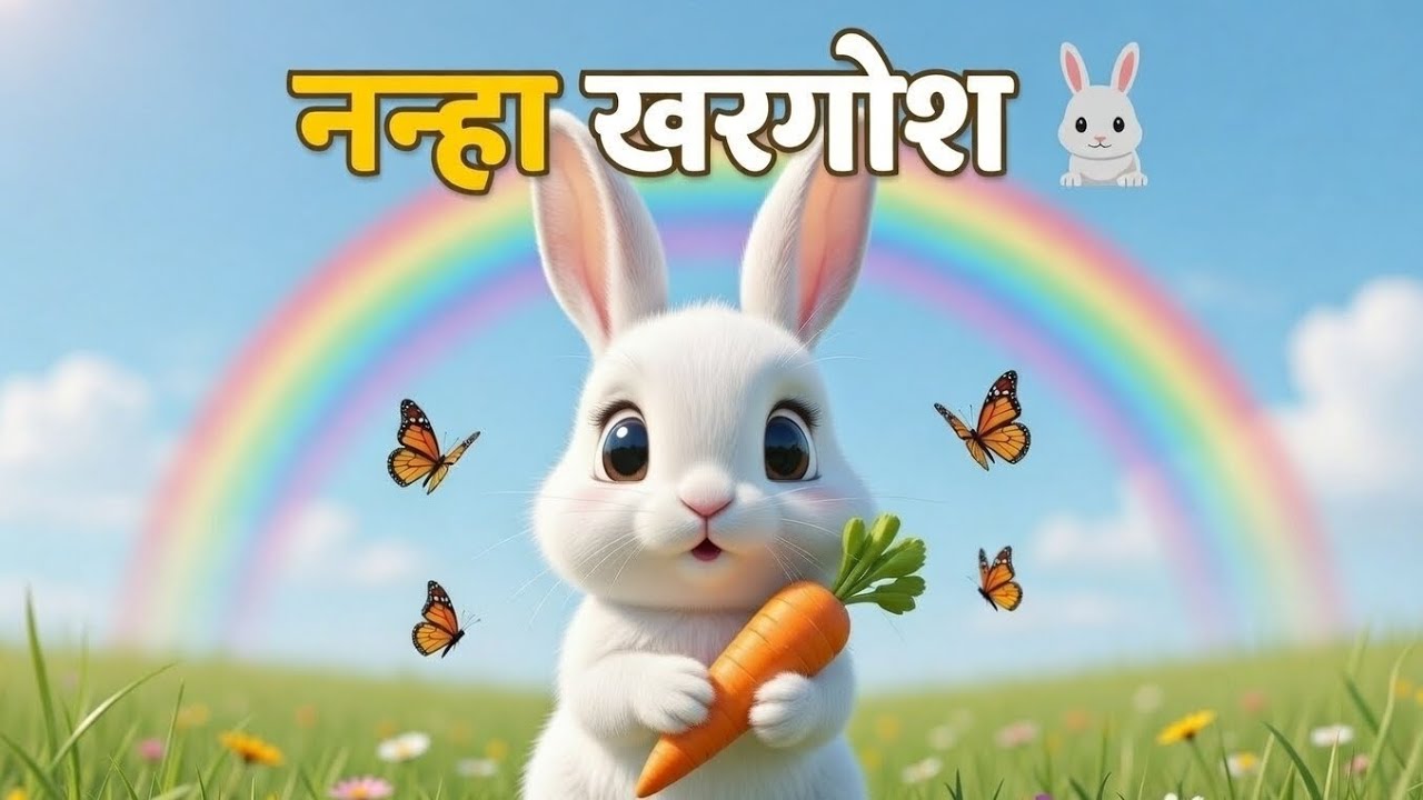 🐰 नन्हा सा खरगोश | Rabbit Rhyme in Hindi | 3D Cartoon Kids Poem #Khargosh#HindiPoem#NurseryRhymes